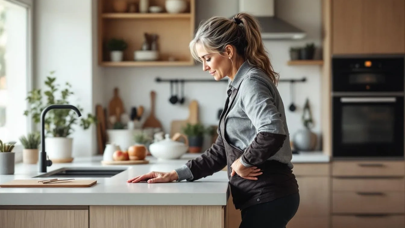 Fyzioterapeut radí: 2minutový cvik u kuchyňské linky, který po 50ce narovná záda a zpevní břicho bez námahy